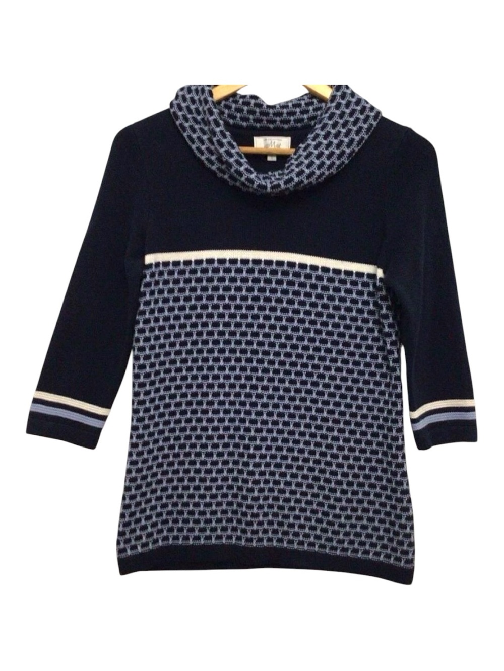 M.A.T. sweater cotton blend turtle neck cable knit fisherman fair isle small